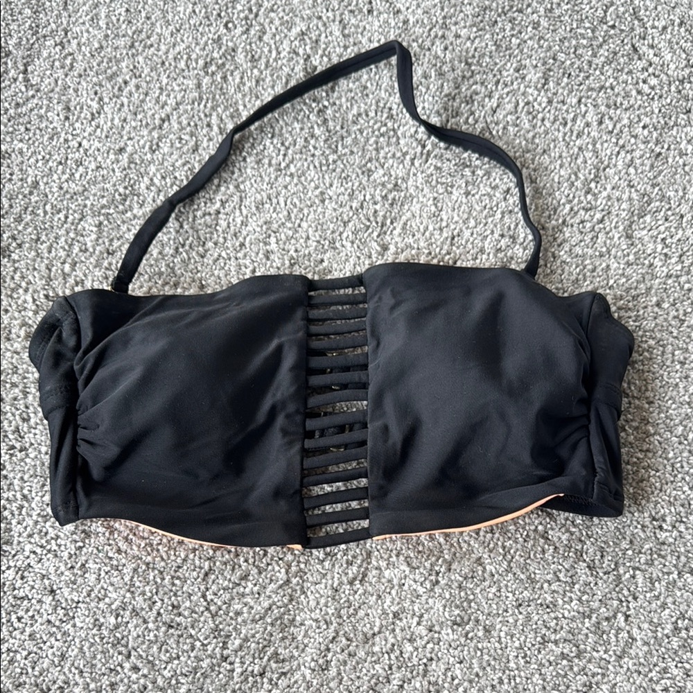Never Worn Black Bikini Top with Removable Halter Strap Size M